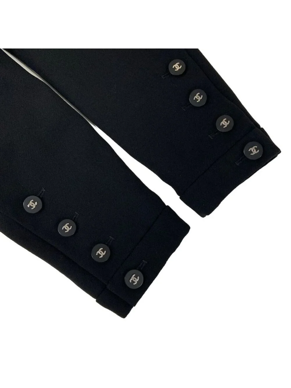 Chanel Jacket Black Long Sleeve CC Logo Silver Wool